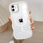 QLTYPRI Coque magnétique pour iPhone 12/iPhone 12 Pro Compatible avec Magsafe, Coque Transparente avec Cadre Mignon et ondulé pour Filles et Femmes, Coque de téléphone Transparente en TPU Antichoc