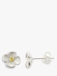 Nina B Sterling Silver Gold Plated Center Flower Stud Earrings
