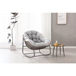 Fauteuil à bascule, extra large en forme d'œuf en osier avec coussin doux et épais, style salon moderne pour balcon, porche, jardin, cour, terrasse –