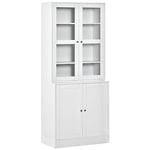 HOMCOM Bibliothèque vitrine Multi-Rangement - 2 Portes Verre, 2 Portes Bois, 4 étagères réglables - MDF Blanc