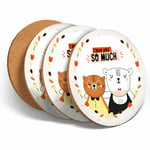 4 set - Cute I love you So Much Bears Coasters Kitchen Drinks Coaster Gift#14776