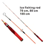 ZSHXX Lida Fish Brand carbon winter fishing mini ice fishing rod 70/80/100 cm fishing weight 2000g long shot plug fishing rod (Color : Red, Length : 1m)