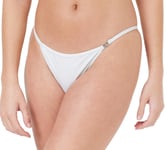 CALVIN KLEIN CK Womens Cheeky String Logo Tape Bikini Bottoms White Small