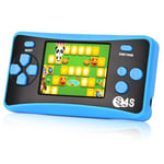 QINGSHE Portable Handheld Games for Kids Built in 142 Classic Video Games 2.5" LCD Screen Support TV Output Arcade Gaming Player System Birthday for Your Boys Girls 4-10(Blue)