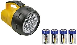 Perel Lampe de poche LED puissante, 16 LED blanches brillantes, pour intérieur et extérieur, batteries incluses