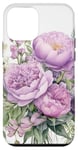 iPhone 12 mini Delicate Purple Peonies and Roses with Lavender Case