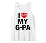 I Love (Heart) My G-Pa Grandpa Kids Granddaughter Grandson Tank Top