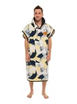 ALL-IN - Poncho Manches Courtes pour Homme - Surf, Bain et Plage - Tissu Eponge Velours 380g/m² 100% Coton - Capuche et 2 Poches - Taille Unique - Motifs Camo Navy