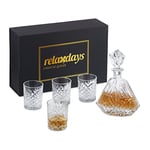 Relaxdays Verres à Whisky de 330 ML chacun, avec Carafe de 650 ML, Coffret Cadeau, Design Transparent