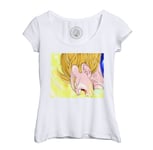 T-Shirt Femme Col Echancré Vegeta Super Sayan Dragon Ball Z Dbz Manga Japon Anime