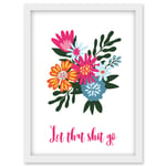 Funny Bathroom Wall Art Floral Let That Shit Go Toilet Sign Bathroom Yoga Room Decor Artwork Framed Wall Art Print A4