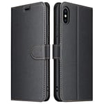 ELESNOW Case for iPhone X, iPhone XS Case, High-grade iPhone 10 Phone Case Wallet Card Holder PU Leather Flip Cover for Apple iPhone X/XS (Black)