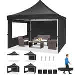 TOOLUCK Barnum Pliant 3x3m Tonnelle Pliante 3x3 Tonnelle de Jardin Exterieur Imperméable Professionnel Tente de Reception avec 3 Parois Latérales Tonnelle Tente UV 50+, Noir