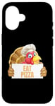 Coque pour iPhone 16 Un cuisinier drôle de Thanksgiving à la dinde mange une pizza