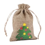 10Pcs Noël Jute Sacs Cordon de Serrage Pochette Toile de jute Cadeaux Sac Party Candy Pouchs-Ensoleillé