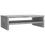 vidaXL Concrete Grey Monitor Stand in Engineered Wood - Modern TV Cabinet or Riser with Storage Shelf, Ideal for Bedroom or Office Use