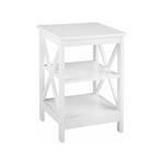 Beliani - Table d'Appoint Carrée 40 x 40 cm en mdf Blanc avec Espace de Rangement pour Salon de Style Traditionnel Scandinave et Moderne