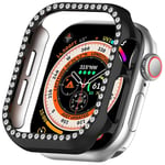 Apple Watch 10 (46 mm) Hard Plast Deksel - Svart / Rhinsten