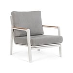 Webmarketpoint - Fauteuil d'extérieur en aluminium-bois avec coussin blanc