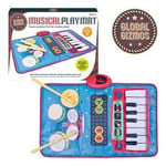 2 in 1 Musical Childrens Playmat Keyboard Piano Drum Kit Instrument With Sticks