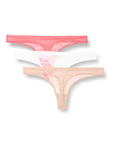 Calvin Klein Women's 3 Pack Thong (Low-rise) 000qd5216e Thongs, Multicolour (Calypso Coral/Cedar/White Other Version), XL