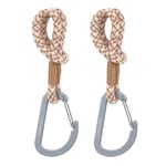 LÄSSIG Fixation pour poussette (2 pcs.) Mousqueton Crochet pour poussette Crochet pour faire les courses/Stroller Hooks Cord camel/vanilla/lavend