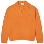 Sweat-shirt Lacoste  PULL  ORANGE COL POLO CACHEMIRE MAILLE 3D FEMME