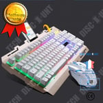 Clavier Gaming avec Souris Gaming Blanc Rétroéclairage LED Ambiance Gaming Décoration lumineuse Bureau Conception Confortable