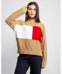 Tommy Hilfiger Womens Icon Flag Sweatshirt - Brown - Size X-Small