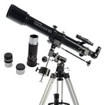 Celestron 21037 PowerSeeker 70EQ Refractor Telescope - includes Two Eyepieces, Erect Image Diagonal, 3x Barlow Lens, Height-adjustable Tripod and Deluxe Accessory Tray, Black