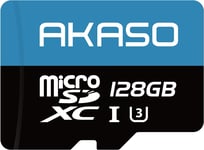 AKASO 128GB microSDXC Memory Card - Up to 100MB/s, C10, U3, Full HD, 4K, MicroSD