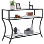 Table Console Table d'appoint en Verre Trempé à 3 Niveaux 106 × 35 × 80 cm Noir