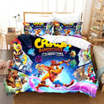 PTNQAZ Hot Game Crash Bandicoot 3D Printed Bedding Set Video Game Duvet Cover Single Double Size Kids Boys Gift Teen Quilt Covers Bed Linens For Bedroom (Single)