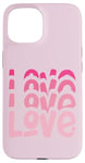 Coque pour iPhone 15 Pink Love Pull décontracté à col rond pour femme Motif amour rétro