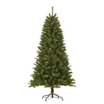 Giftsome Sapin de Noël - Sapin de Noël Artificiel avec LED - Branches Pliables - Lumière Blanche Chaude - 185 CM - Vert