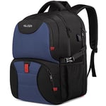 Sac à Dos Homme Grand 50L, Sac à Dos Ordinateur Portable 17 Pouces Sac à Dos Déjeuner Imperméable Sac à Dos Travail avec USB Charging Port, Sac à Dos de Voyage Affaires pour Scolaire Collège- Bleu