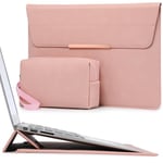 HYZUO 13.3-14 Inch Laptop Sleeve Bag with Stand Feature for MacBook Pro 14 M3/M2/M1 Pro/Max A2992 A2918 A2779 2024-2021, MacBook Air 13, 13.8-13.5 Surface Laptop 7-1, Case with Pouch, Pink(Smiley)