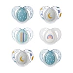 Tommee Tippee Nighttime Dummies, 6-18 months, 6 pack of glow in the dark Dummiess with symmetrical silicone baglet