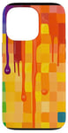 Coque pour iPhone 13 Pro Orange Abstrait Carreaux Arc-en-ciel Pride Art