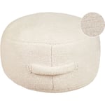 Pouf Coussin Rond en Tissu Polyester 50 x 50 x 30 cm Beige Clair Adlana