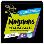 Pampers Ninjamas Pyjama Pants, Garçon, 60 Sous-Vêtements de nuit Absorbants, 4-7 Ans, 17-30kg, Protection Maximale Contre Les Fuites Toute La Nuit En Toute Discrétion, Pack 1 Mois