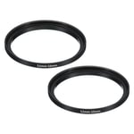 52mm-55mm Metal Step Up Ring, 2 Pcs Camera Lens Filter Adapter Ring Black