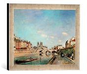 Kunst für Alle 'Image encadrée de Johann Barthold Jong Enfant La Seine et Notre-Dame de Paris, d'art dans Le Cadre de Haute qualité Photos Fait Main, 40 x 30 cm, Argent Raya