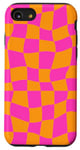 Coque pour iPhone SE (2020) / 7 / 8 Grand damier classique à carreaux orange et rose