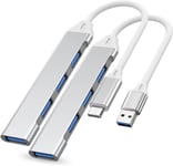 Hub Usb 4 En 1 Pack Avec 2 Concentrateurs Usb,Connecteurs Usb Et Usb C. Adaptateur UsbMultipleMini Hub Usb Pour Pc,Ordinateur Portable,Mcbook Windows,Xiaomi,Galaxy,Redmi,Android