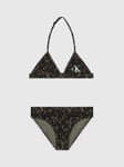 Calvin Klein Kids' Monogram Triangle Bikini Set, Ck Leopard Olive