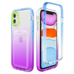 ZCDAYE Case for iPhone 11, Clear iPhone 11 (6.1 inch) Phone Case with Card Holder, Slim Colour Gradient Soft TPU Shockproof Phone Case for iPhone 11 (6.1 inch),Purple Blue