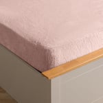 Brentfords Teddy Drap-Housse en Polaire Chaud, Doux et Duveteux pour lit King Size Rose poudré