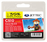 Jet Tec PG510 Black Ink Cartridge Compatible With Canon Printers Remanufactured