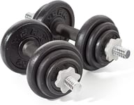 Fitness 20kg Adjustable Cast Iron Dumbbell Set  Home Strength Training Weights